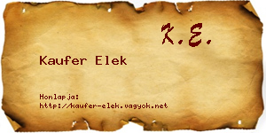 Kaufer Elek névjegykártya