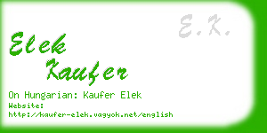 elek kaufer business card